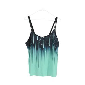 Lady's 2 Piece Tankini Swimsuit with Shorts Green 5XL